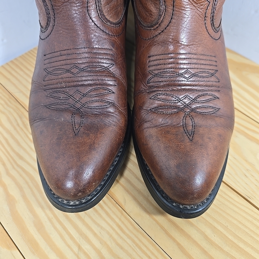 Mens Dingo Brown Leather Cowboy Boots Size 8D - Picture 4 of 10